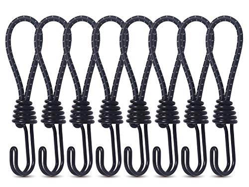 Hikeman 8 Pack 8mm Bungee Cord Hooks Black Anti-Rust Paint Spiral Wire Hooks with Separable Reflective Elastic Rope Heavy Duty Strapping Tape Hooks for Camping Trucks Boats (Black) Hikeman 8 Pack 8mm Bungee Cord Hooks Black Anti-Rust Paint Spiral Wire Hooks with Separable Reflective Elastic Rope Heavy Duty Strapping Tape Hooks for Camping Trucks Boats (Black)