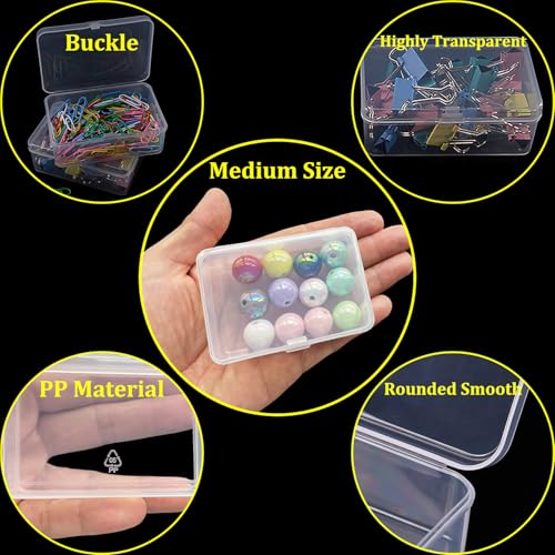 Image of 46Pcs Bead Organizer Set, Premium Small and Medium Clear Plastic Storage Boxes for Jewelry Making Crafts Screws Seeds DIY Bracelets Diamond Small Parts, Stackable Containers with Hinged Lid and Labels