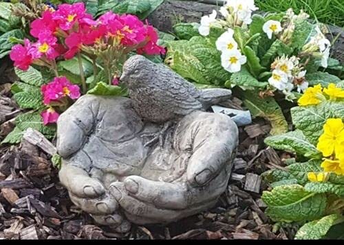J and L Stone Ornaments Bird Feeder with Bird Bath, Stone, Bird, Freestanding, 10" x 9" x 7", 7kg