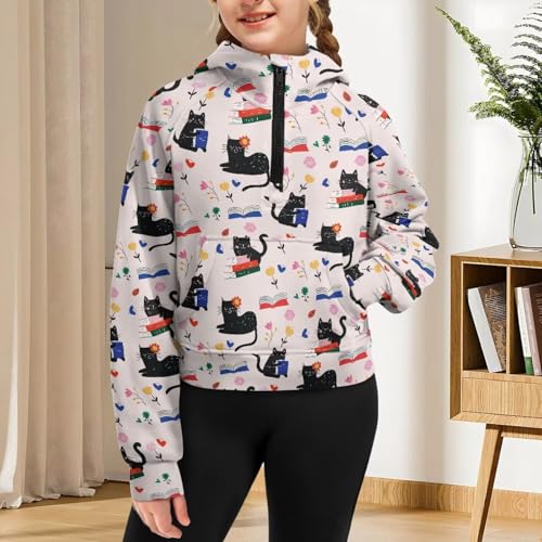 Girls Zipper Hoodie Climbing Long Sleeve Half Zip Sweatshirt Lightweight Cozy Crop Sweatshirt Casual Fall Tops4