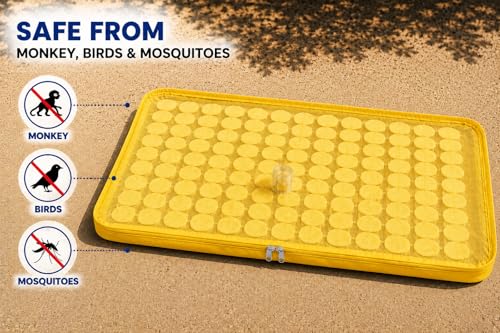 Image of Soul Neverends Solar Food Dryer Bag with Mesh Net Cover, Yellow, Zippered, for Drying Fruits,Vegetables and papad,(3x5 fit) Large yellow