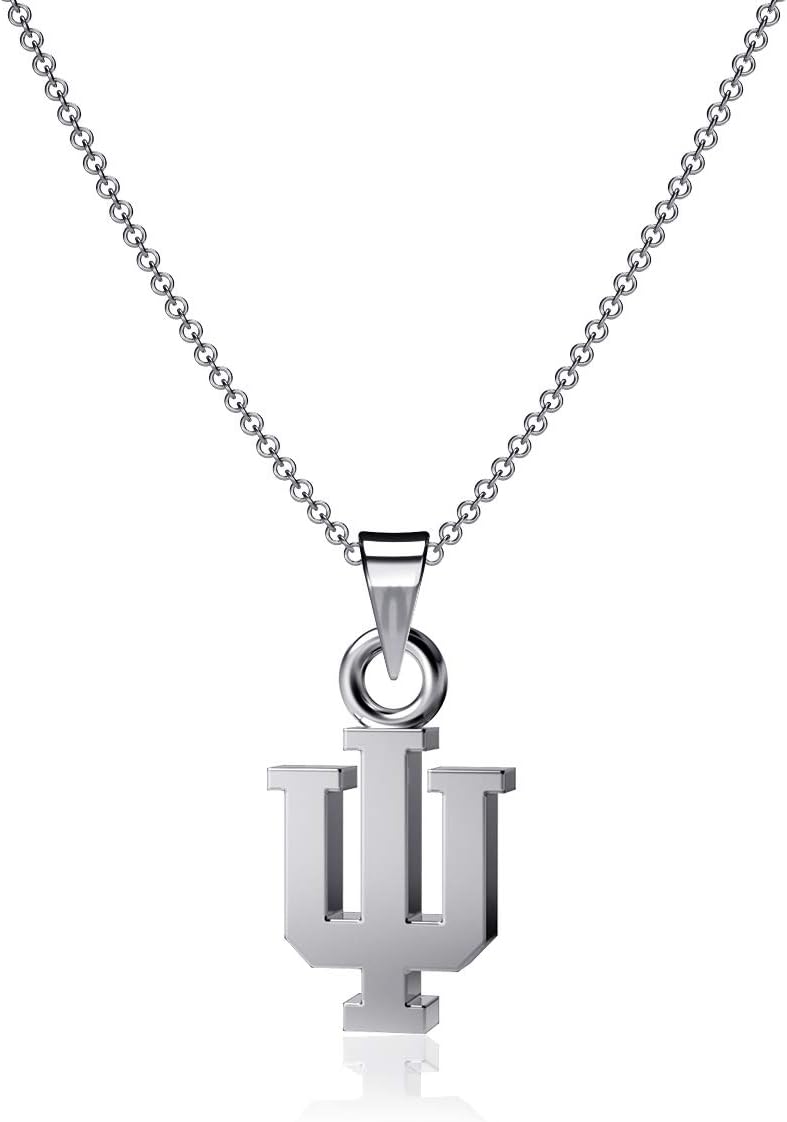 Dayna Designs Indiana University Pendant Necklace- Platinum over 925 Solid Sterling Silver, 18 Inch Rope Chain, Officially Licensed Jewelry Gifts for Coaches Grads Alumni, NCAA Hoosiers Charms