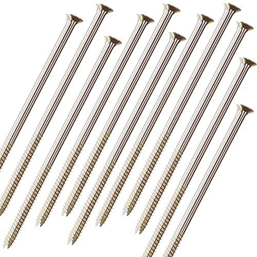 100PCS Extra Long Wood Screw M6-200mm, Zinc Yellow Passivated Multi-purpose Pozi Screws, Self Countersinking Flat Head Drive Wood Screws