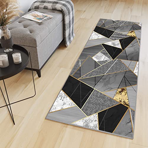 HaiTaoSy Tappeto Cucina Antiscivolo, Passatoia Bagno 100 x 180cm, Per Lavanderia, Camera Da Letto E Ingresso Grigio