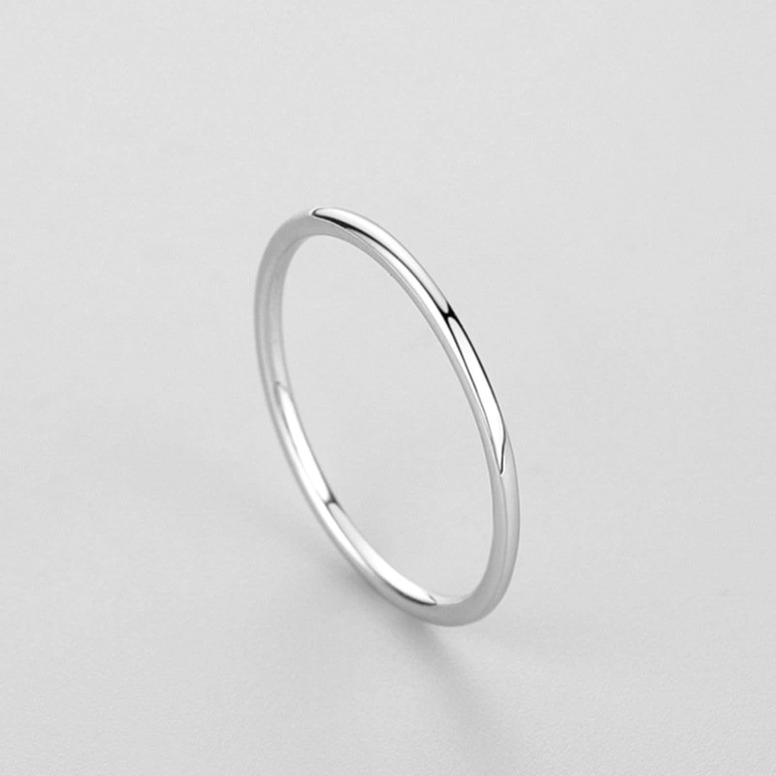 KnSam Anillo de boda de oro blanco Au 375/585/750, anillo de boda, anillo apilable, para parejas, 9 K/14 K/18 K, oro blanco, talla 47-65