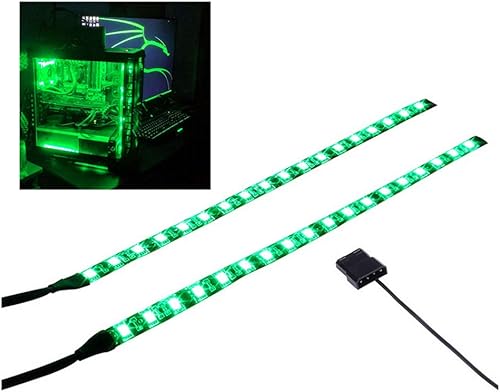 Tira de luz flexible LED para PC, color verde, con magnético, kit de iluminación de computadora (11.8 in, 18 leds, serie S)