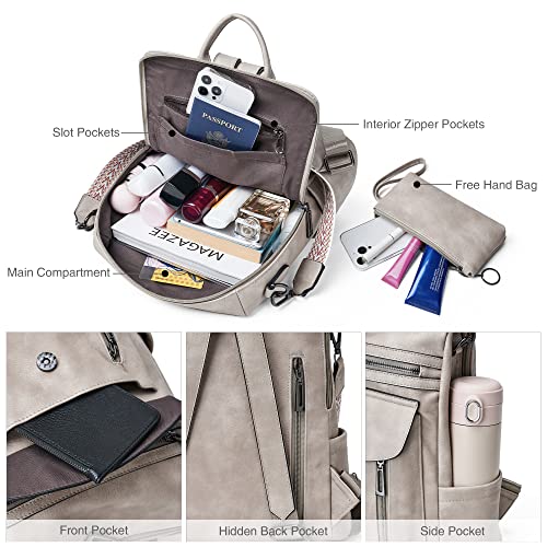 Image of Shrrie Backpack Purse for Women Fashion Leather Backpack Purse Designer Travel Backpack Convertible Shoulder Bag with Wristlet
