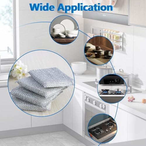 Image of Shuttle Art 6 Pack Non-Scratch Wire Dish Cleaning Pads with Gap Cleaning Brush, Multipurpose Kitchen Sponge Scrubber, Heavy Duty, Non-Scratch