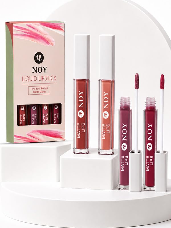 Image of Noy Lipsticks For Women Nudeshade The Perfect Blend of Comfort and Color - Cherry Nude, Creamy Nude, Nude Pink, Red Wine Shades Pack of 4