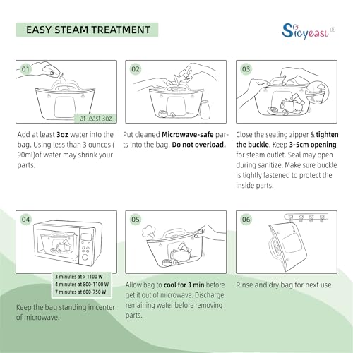 Image of Silicone Travel Bottle Sterilizer Bags | 2000ml Microwave Steam Sterilizer Bags for Baby Bottles, Breast Pump & Pacifiers, Reusable Steam Sterilizing Bags for Travel and Home Use (Clear+Green)