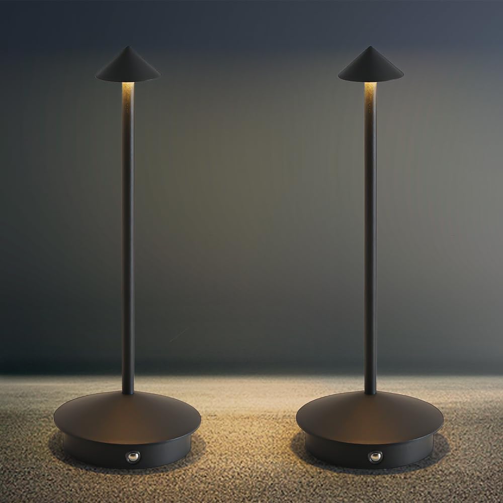 Battery Cordless Table Lamps, Portable Rechargeable 6000mAh Outdoor Lights, 3 Color Stepless Dimming Battery Powered Bedside Lamp,wireless Touch Lamp For Bedroom/Kitchen Lamp/Camping/Patio(Black)