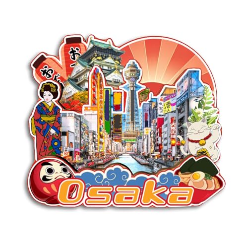 Imán para refrigerador Osaka Japón decorativo redondo miniatura 1