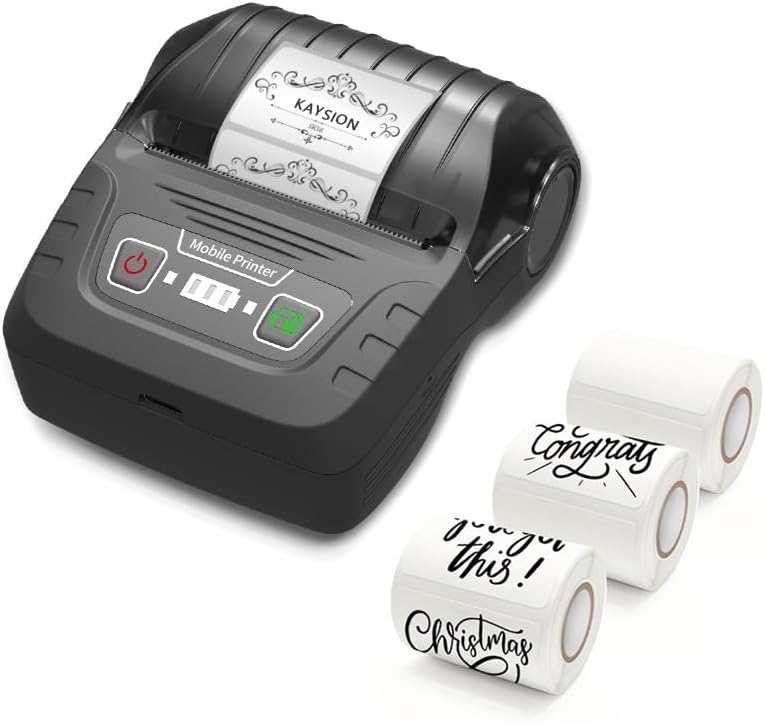 KAYSION SK58 Label Maker Machine with three rolls of white labels