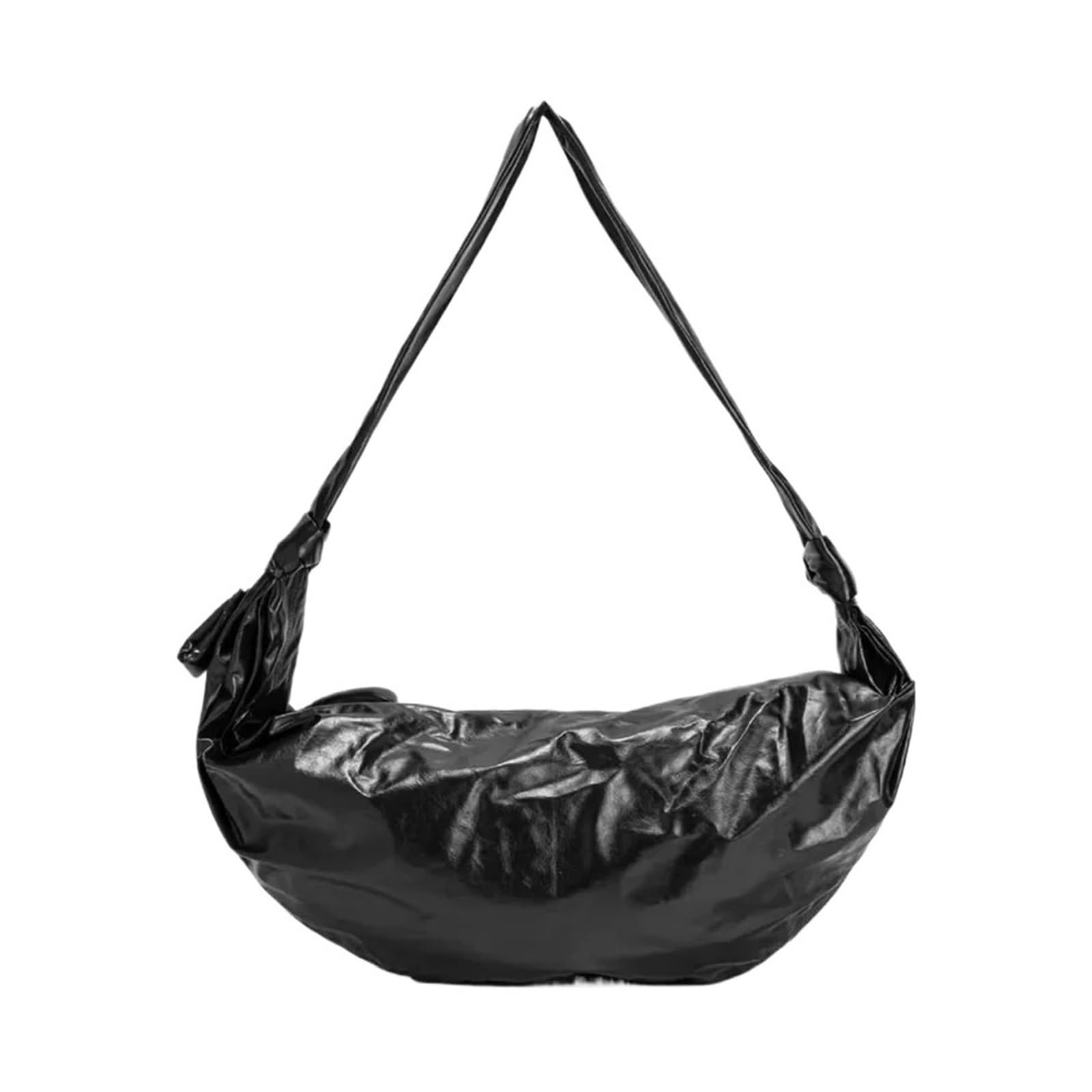 Generisch Croissant-Handtasche mit gekräuseltem, weichem, glänzendem, gebogenem Horn und Einzelschulterfutter Reißverschluss(L)
