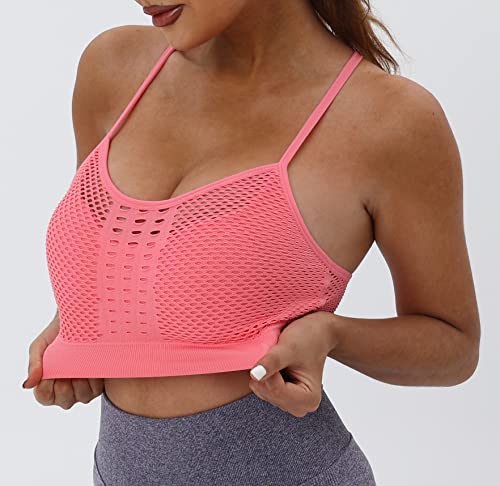 Image of AKAMC Women's Cross Back Sport Bras,Adjustable Straps Padded Criss Cross Cropped Bras for Yoga Workout Fitness