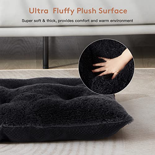 Furtime Dog Bed Crate Pad Washable Dog Beds For Large Dogs Cats Deluxe Thick Plush Fluffy Kennel Crate Pad Comfy Pet Sleeping Mat Anti-Slip & Anti Anxiety Orthopedic Calming Bed #TOP1