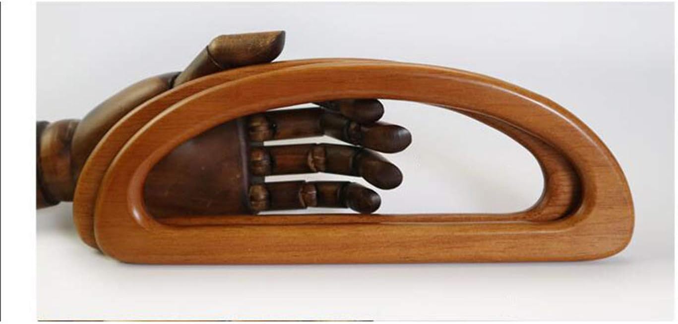 Ownstyle Two Pieces Solid Wood D Shape Bags Handle Wooden Purse Frame Hanger DIY Handbag Accessories Wooden Bag Handle (Brown)