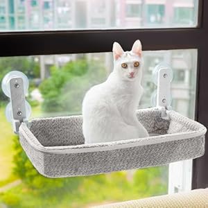 Cat Window Perch & Hammock – Exquisite Sofa Fabric, Safe & Comfortable Design with 4 Strong Suction Cups – Ideal for Large Cats