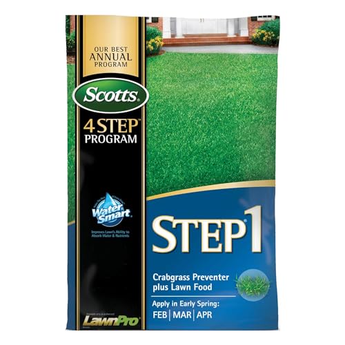 Scotts 4 Step Program Step 1 Crabgrass Preventer Control Formula Lawn Food Grass Seed Granules for Outdoor Yards up to 15,000 Square Feet