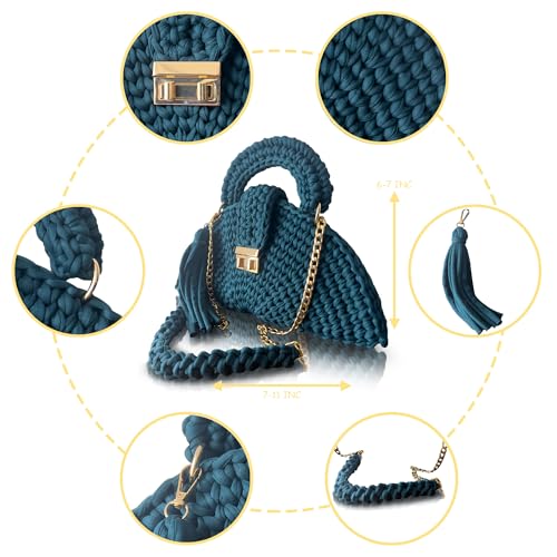 Image of Evening Clutch Bag for Women, Handmade Crochet Wedding Party Purse, Small Flap Formal Crossbody Handbag Evening Clutch