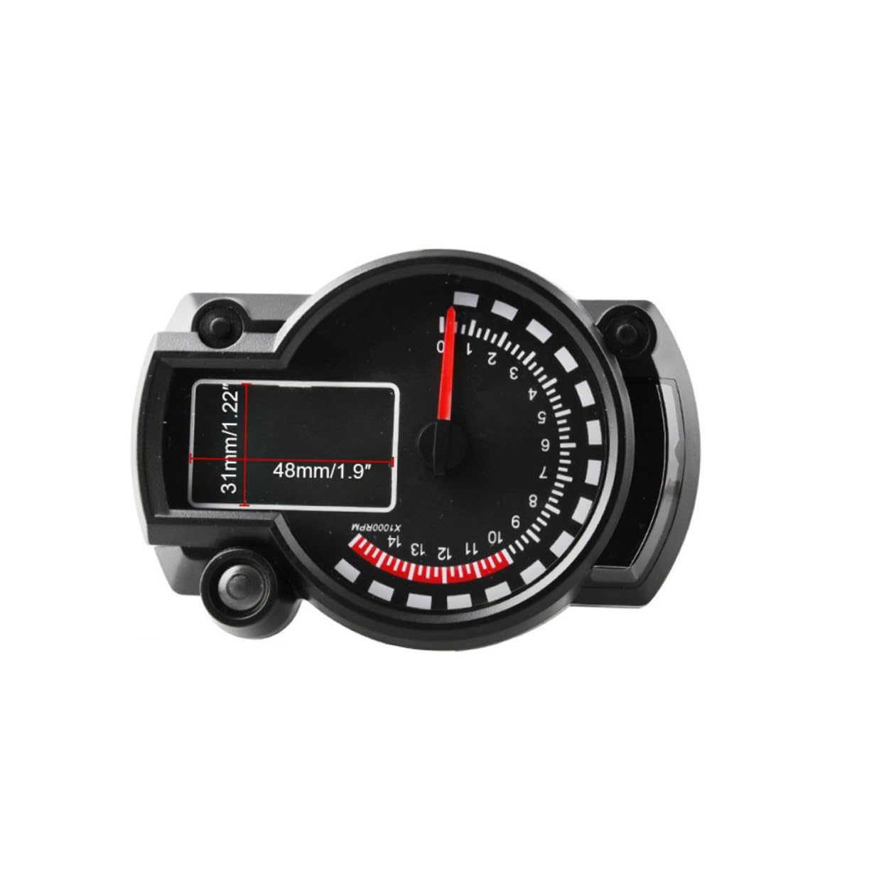 Happyyami Motorcycle Digital Speedometer Tachometer Color Backlight Display Odometer Gear Indicator Battery Status and Engine Alarm for Motorbike