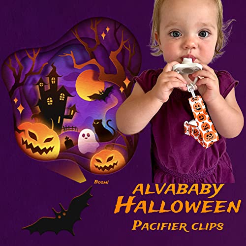 Image of ALVABABY Halloween Baby Pacifier Clips Paci Universal Holder Leash Pacifier Clip Binky Holder for Teether Soothie 6 Pack 6DBP05A