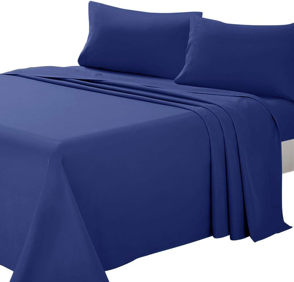 Hotel Luxury 800 Series Organic Cotton 1PC Flat Sheet Elegant - Reliable, Super Soft & Easy Care, Aqua Blue, Full XL