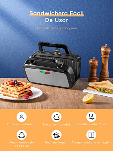 Plancha Grill 3 en 1, 1200W - Control de Temperatura - Manija Cold Touch