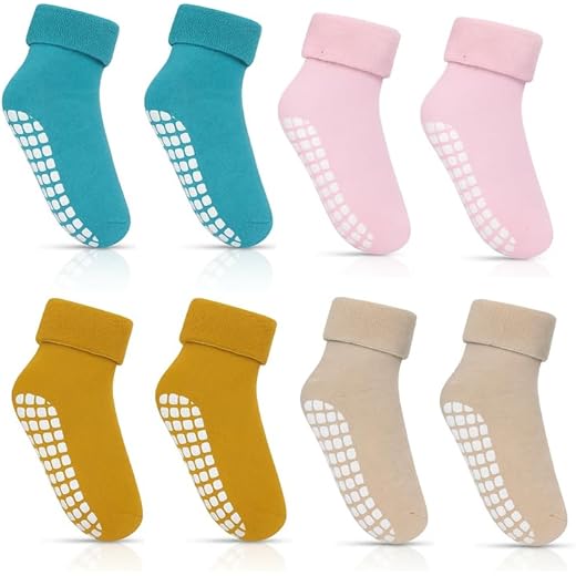 Kids Wool Socks - Soft Anti-Skid Crew (Pack of 4)