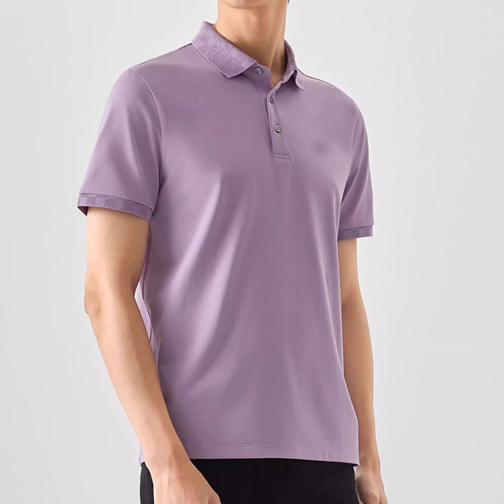 Polo De Color Sólido con Cuello para Hombre, Camiseta Deportiva Fresca Y Transpirable, para Golf Y Tenis