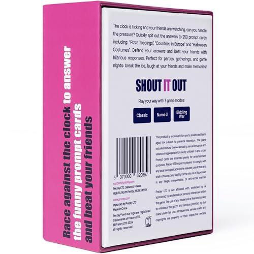 Prezey Shout it Out Category Game - 250 Fun Trivia Card Games for Teens, Family, Adults, and Kids | Perfect for Travel Games, Board Game, Family Games, and Party Games