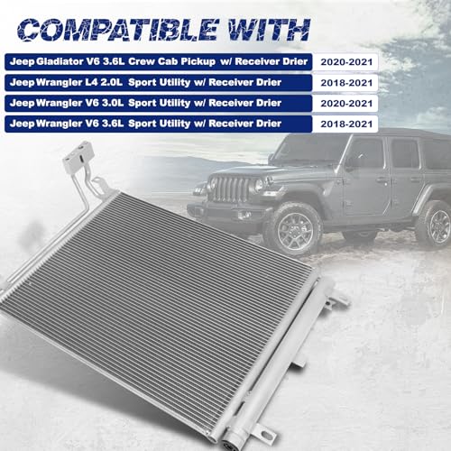 Image of Air Conditioning A /C Condenser Compatible with Jeep Wrangler 2018-2021 Gladiator 2020-2021# 30132, CN30132PFC, 68314789AA, 68314789AB, 68314789AC