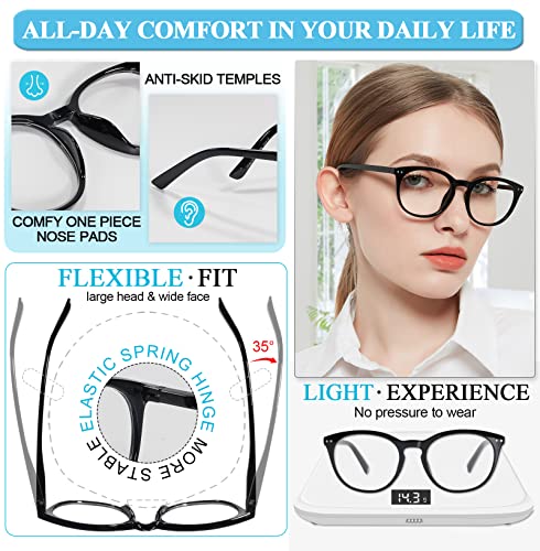 Image of MARE AZZURO Reading Glasses Women Round Readers 0 1.0 1.25 1.5 1.75 2.0 2.25 2.5 2.75 3.0 3.5 4.0 5.0 6.0 (Black 275)