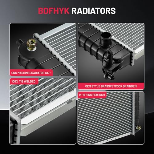 Image of BDFHYK CU1531 Aluminum Radiator for Chevy S10, for GMC Sonoma 94-03 2.2L L4