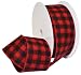 Morex Ribbon Red/Black Wired Flannel Buffalo Plaid Ribbon, 2.5 inches by 100 Feet