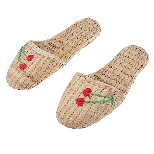 Homyl Pantufas masculinas casuais 100% feitas à mão com palha natural para uso interno, sapatos ecol