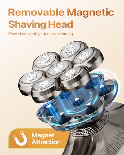 Image of Head Shavers for Bald Men, 7D Smooth Electric Razor for Head & Face, IPX7 Waterproof Wet /Dry Head Shaver with LED Display, 5-in-1 Grooming Kit for Home & Travel-Gunmetal Black