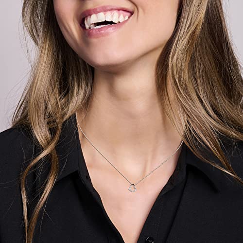 Orovi Collana Cuore in Oro Bianco con Diamante