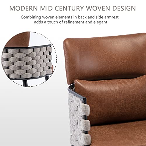 Bfz Mid-Century Modern Dining Chairs Set Of 4, Handmade Woven Kitchen Chairs, Suede Fabric Dining Chairs With Metal Legs For Kitchen, Dining Room, Living Room #TOP4