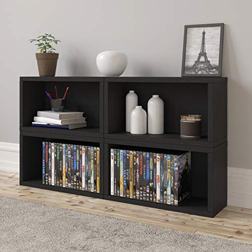 Way Basics Media Storage Rack Shelf Organizer Holds 30 PS5 Games, DVDs, Blu-Rays (Tool-Free Assembly And Uniquely Crafted From Sustainable Non Toxic zBoard Paperboard), Black