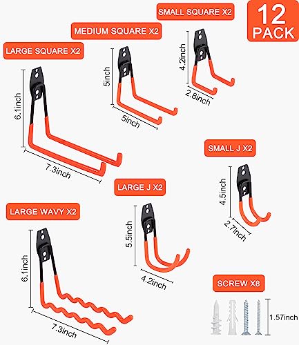 Ganci per Garage da 12 Pezzi, Ganci da Parete