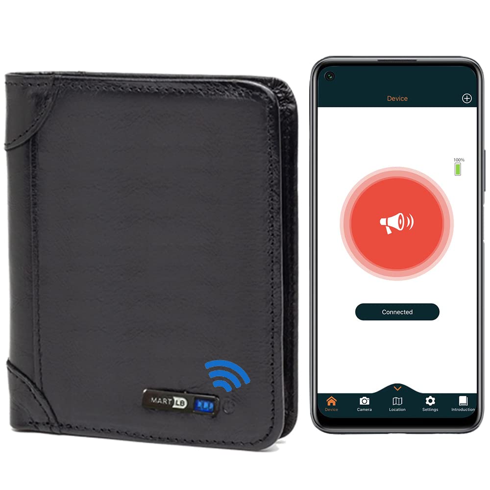 SMART LB Bluetooth Leather Wallet Tracker, Anti-Lost GPS Position Record Bifold Men Wallets