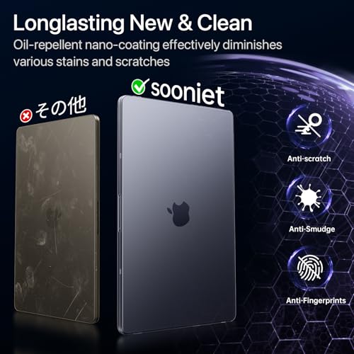 Image of Soonjet Invisible Armor for MacBook Air 15 inch Case M5 M4 M3 M2 2026-2023 | 100% Color Match, Space Gray Clear Matte, Protective Hard Shell, Laptop Cover, Ultra Thin, Anti Crack & Fingerprint & Scratch