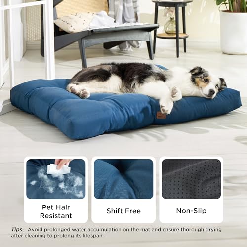 BEDSURE Hundekissen große Hunde waschbar - 111x89cm hundematratze XXL für große, mittelgroße Hunde Outdoor gepolstert Hundematte Dunkles blau in 10cm Höhe, groß XL Hundebett für Haustiere