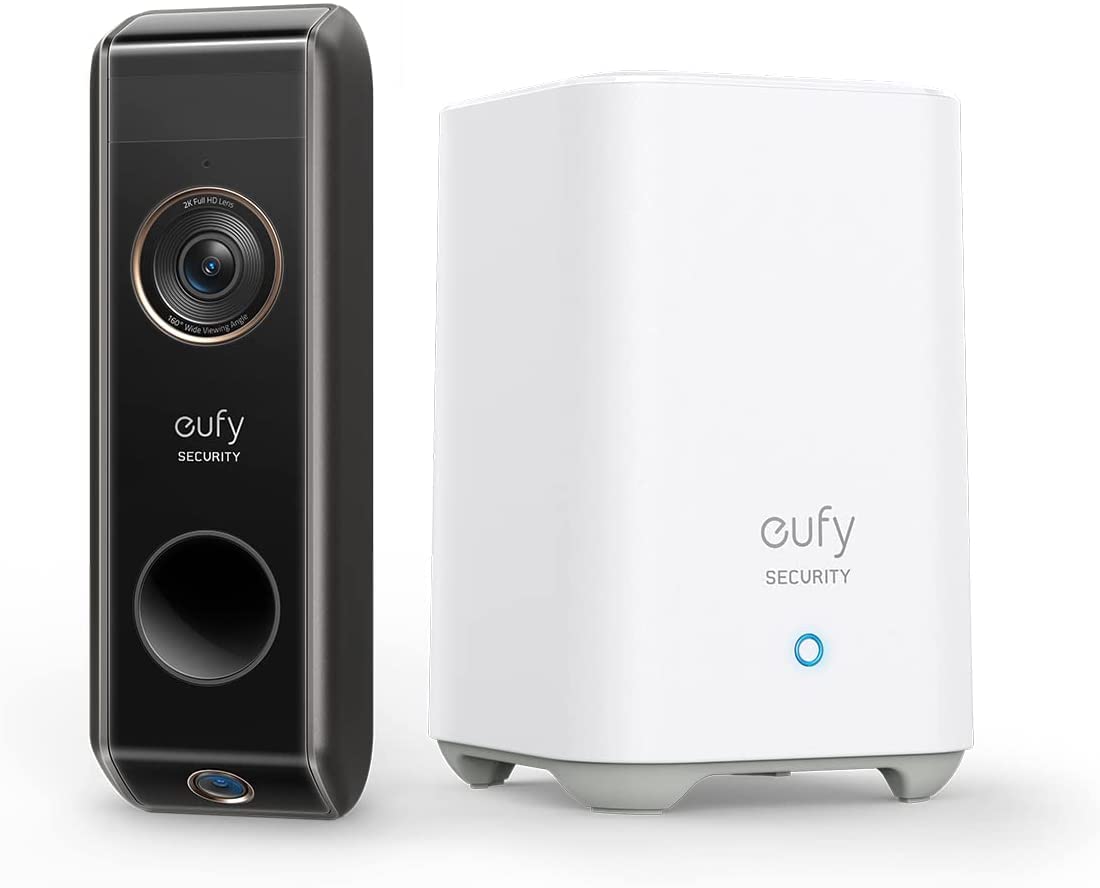 eufy Security Video Doorbell Dual Camera (Battery-Powered) with Homebase, Dual Motion Detection, Package Detection, 2K HD, No Monthly Fee, 16GB Local Storage(Renewed)