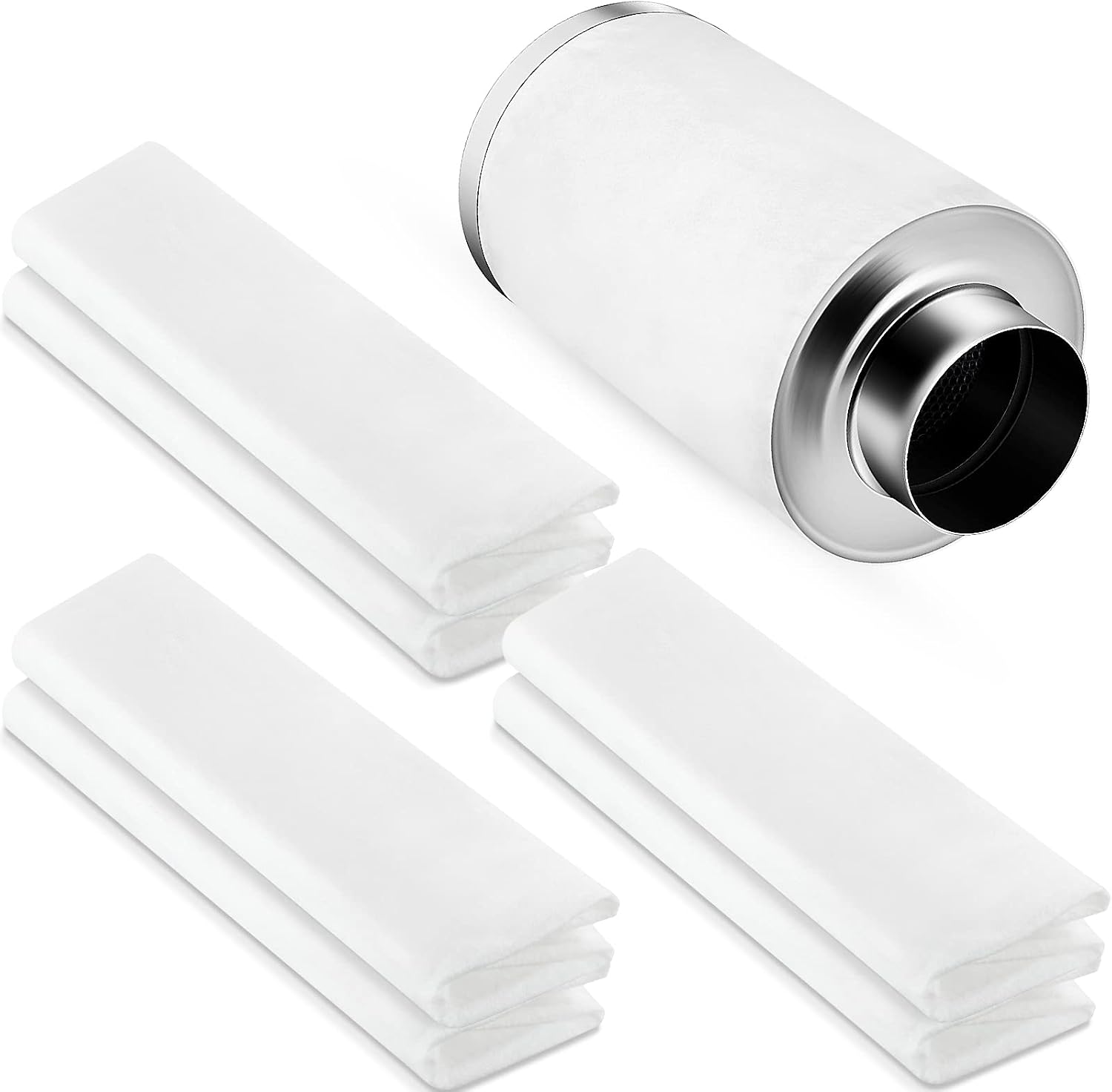 Tudomro 6 Pack Carbon Prefilter for 4 Inch Carbon Filter Replacement, Non Woven Fabrics Material and Electrostatic Fibers for Odor Control in Grow Tents Indoor Gardening Hydroponics Ventilate, White