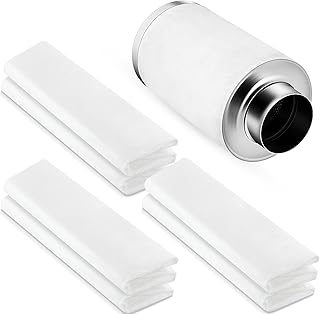 Tudomro 6 Pack Carbon Prefilter for 6 Inch Carbon Filter Replacement, Non Woven Fabrics Material and Electrostatic Fibers for Odor Control in Grow Tents Indoor Gardening Hydroponics Ventilate, White
