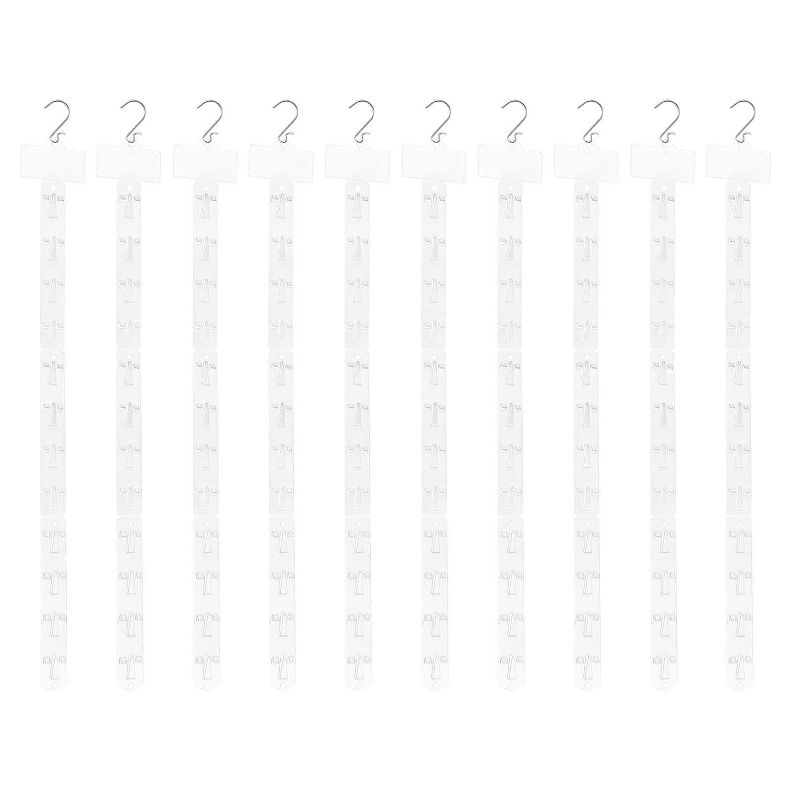 QUARKZMAN 10Pz Strisce Appendibili Per Merce Con Gancio A S, 63Cm Supporti Appendibili Piegevoli In Plastica Con Etichetta Per Esposizione Negozio Casa Organizzatore Sacchetti, Trasparente