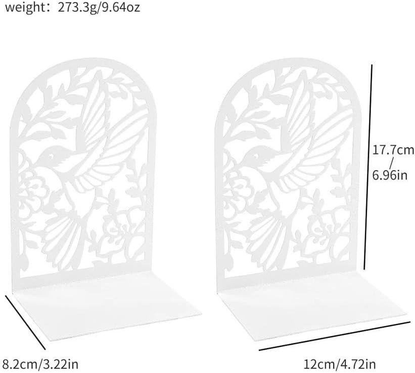 Bookend Support Bird Hollow Out Craft Bookends Metal Book Ends Heavy Duty Desktop Bookends(Gold)