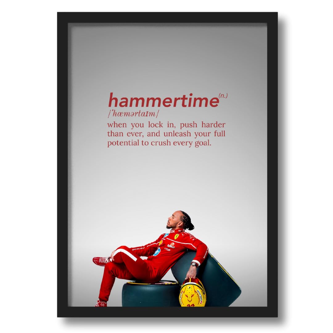 ArtAction Lewis Hamilton Hammertime Quote Wall Frame | Motivational F1 Definition Poster for Study Room, Office | A4 Size | Framed Racing Art Gift | Inspirational Decor for Students, Men & Fans